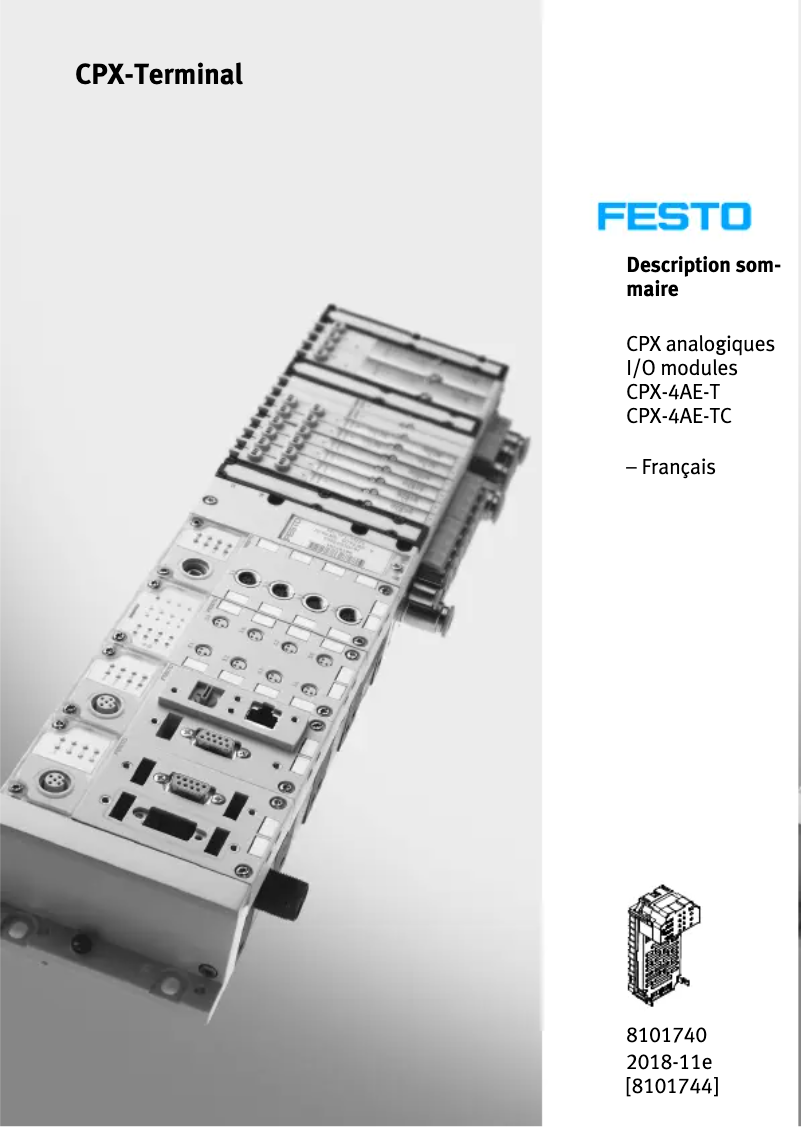 Page 1 de la notice Manuel utilisateur Festo CPX-4AE-T