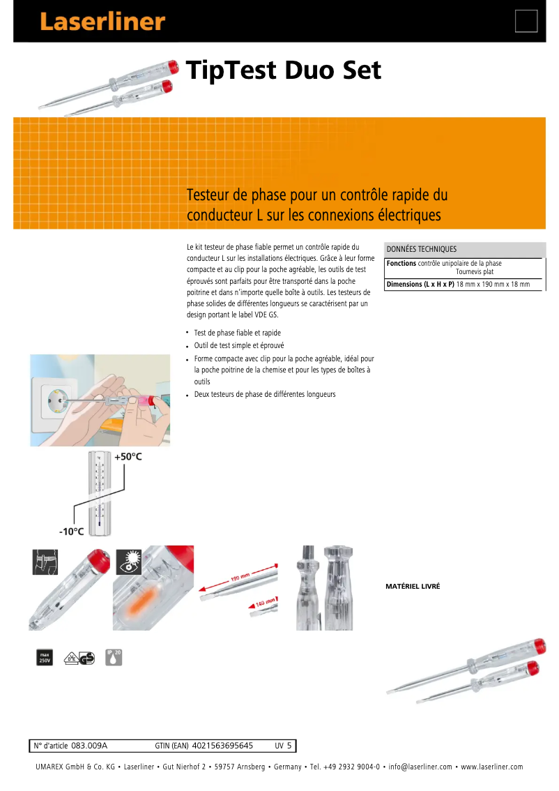 Image de la première page du manuel de l'appareil TipTest Duo Set