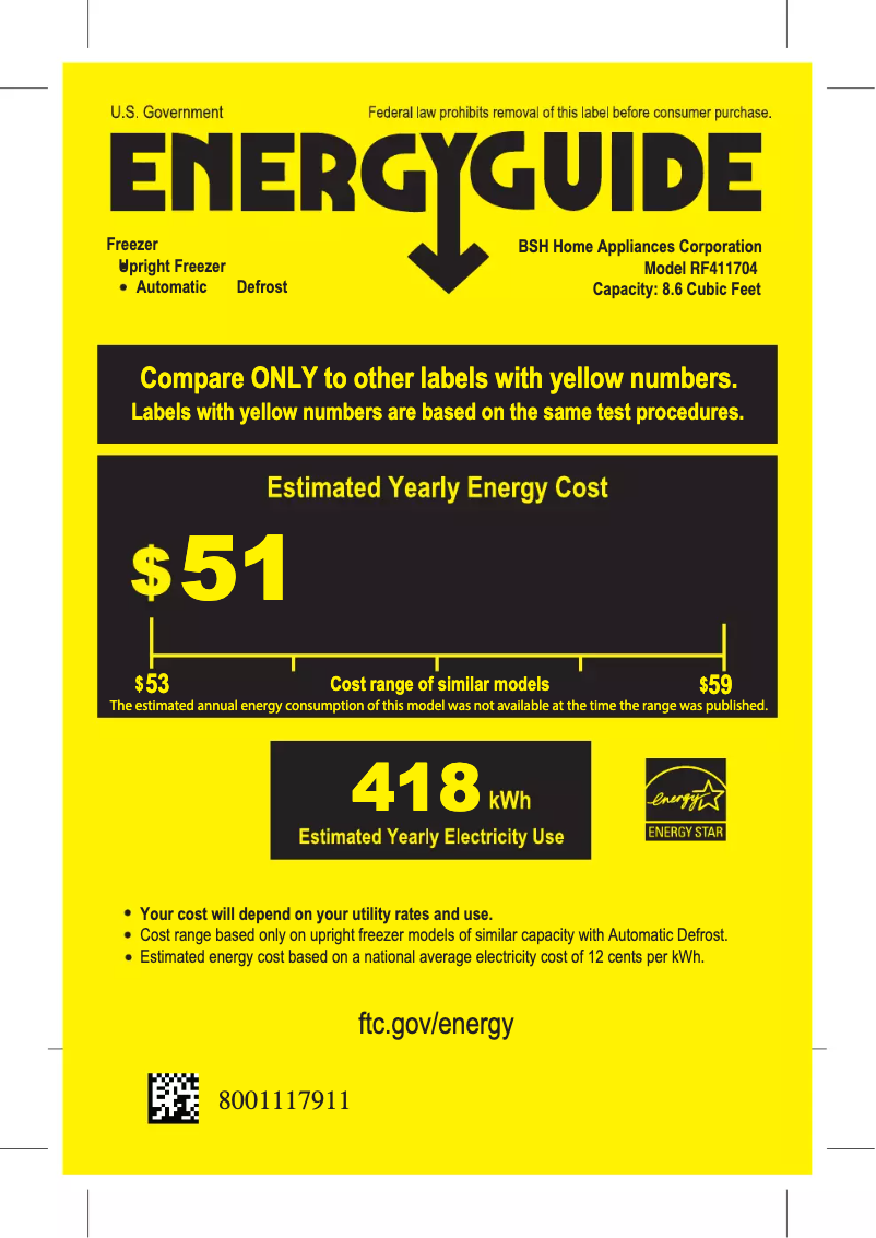 Page 1 de la notice Label énergétique Gaggenau RF411704