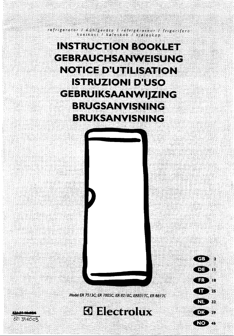 Page 1 de la notice Manuel utilisateur Electrolux ER 8218 C