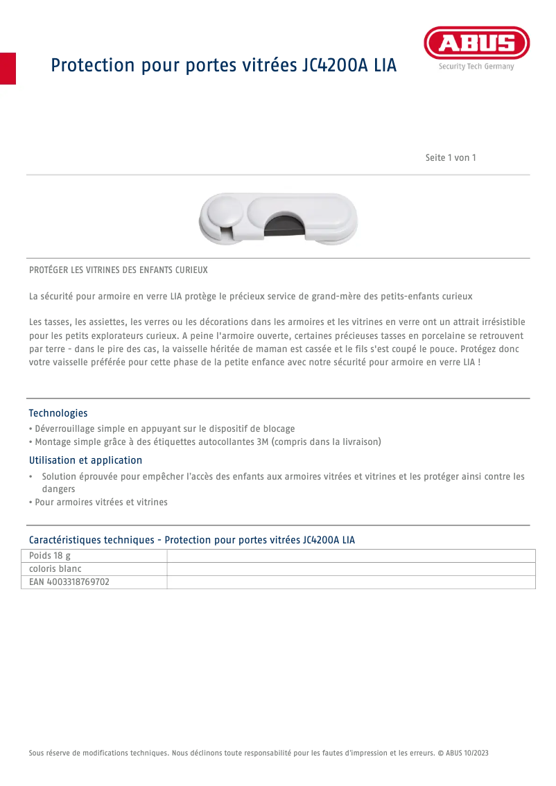 Image de la première page du manuel de l'appareil JC4200A LIA