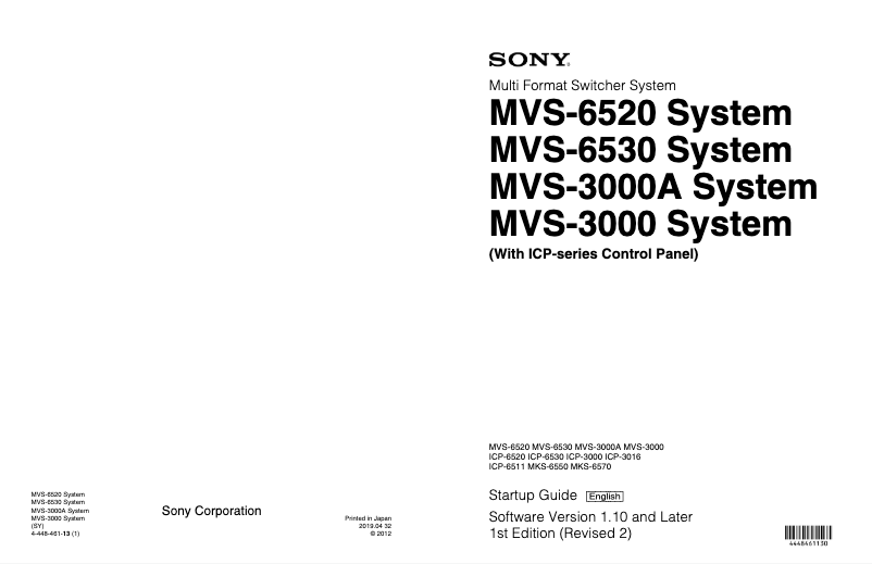 Page n°1 - Manuel utilisateur Sony MKS-6550