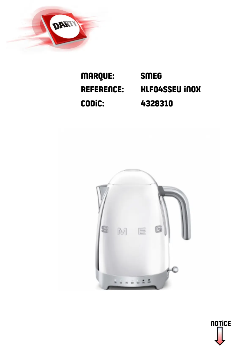 Page 1 de la notice Manuel utilisateur Smeg KLF04