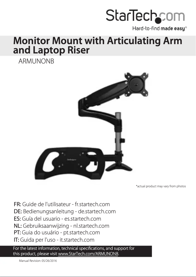 Page 1 de la notice Manuel utilisateur StarTech.com FPMA-D960