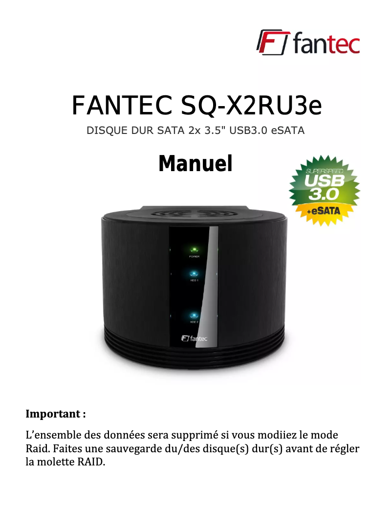 Image de la première page du manuel de l'appareil SQ-X2RU3e