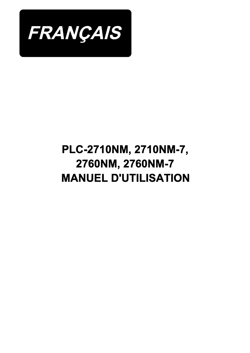 Page n°1 - Manuel utilisateur Juki PLC-2760NM
