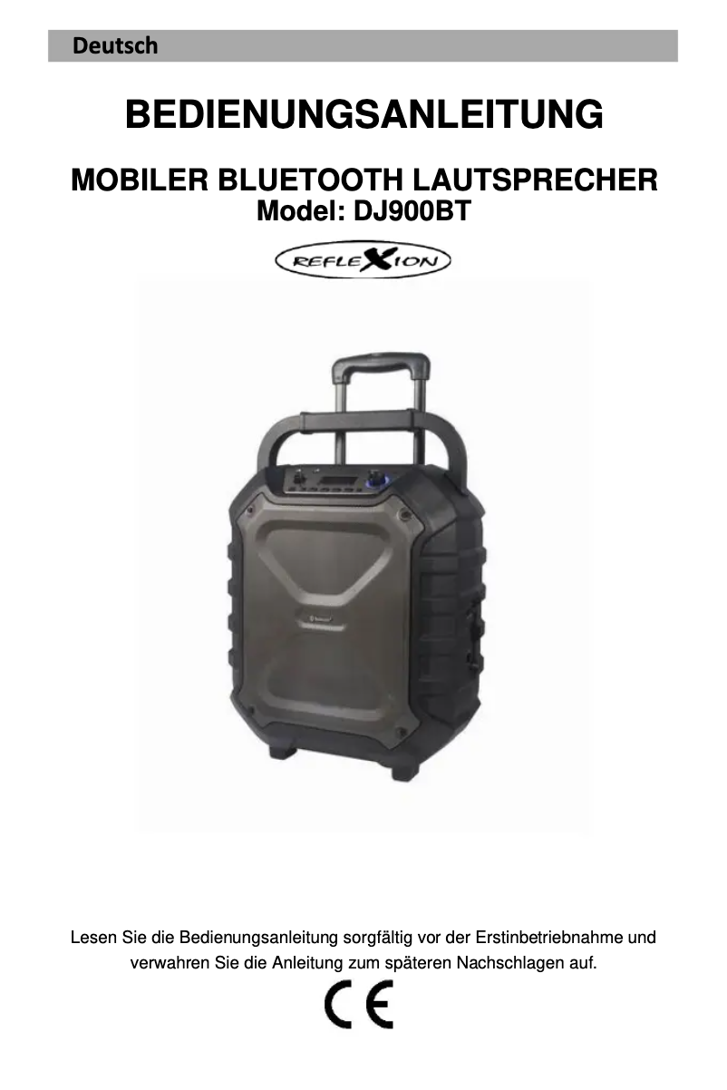 Página 1 del manual Manual de usuario Reflexion DJ900BT