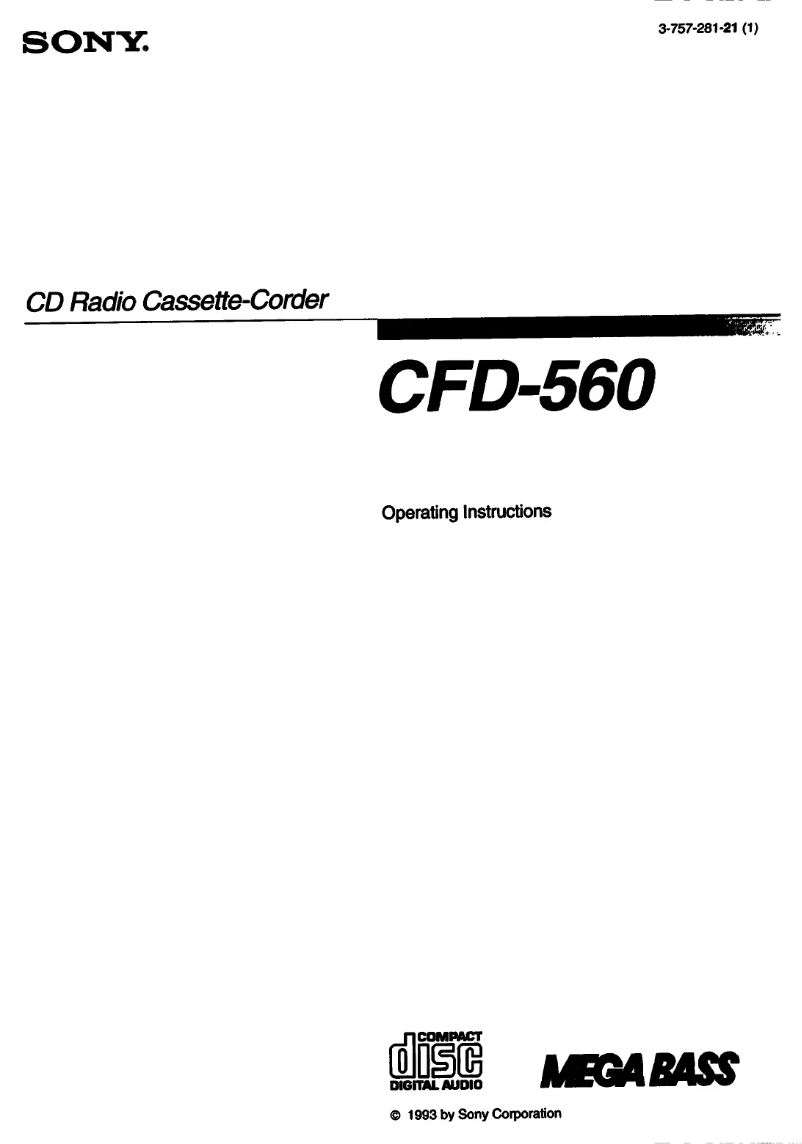 Page 1 de la notice Manuel utilisateur Sony CFD-560