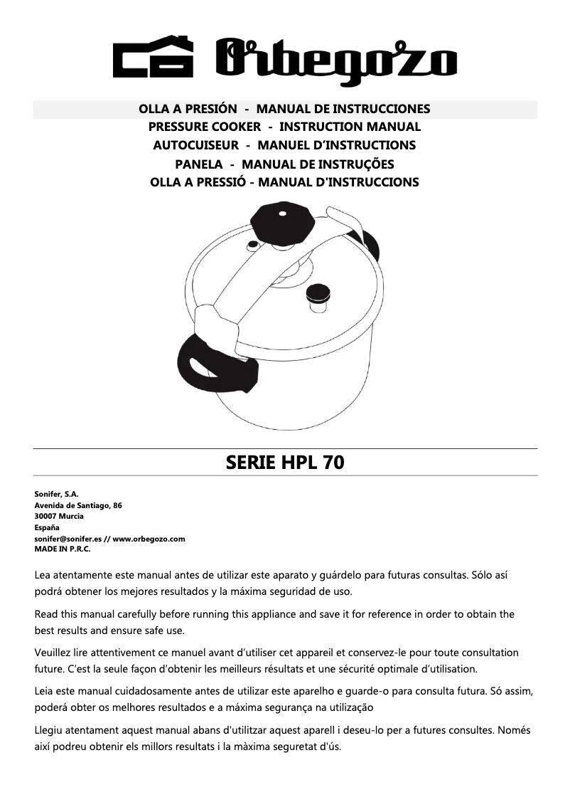 Image de la première page du manuel de l'appareil HPL 10070