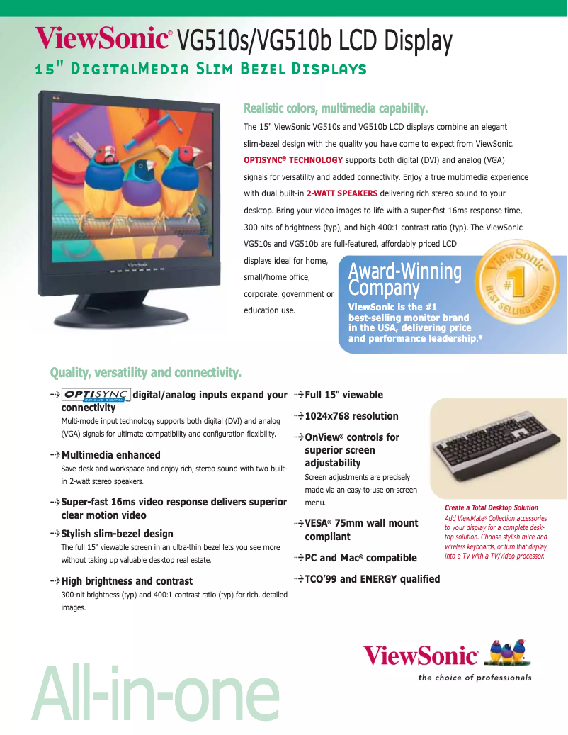 Page 1 de la notice Manuel utilisateur Viewsonic Graphic VG510S