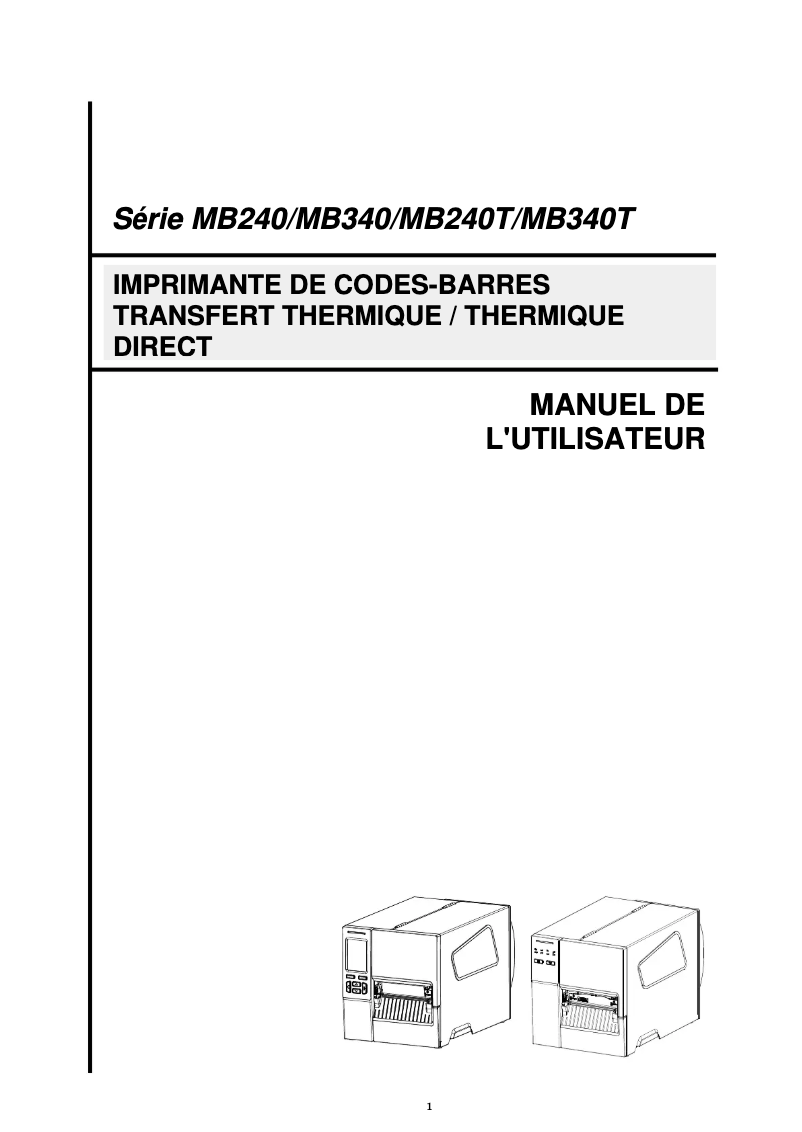 Page 1 de la notice Manuel utilisateur TSC MB240