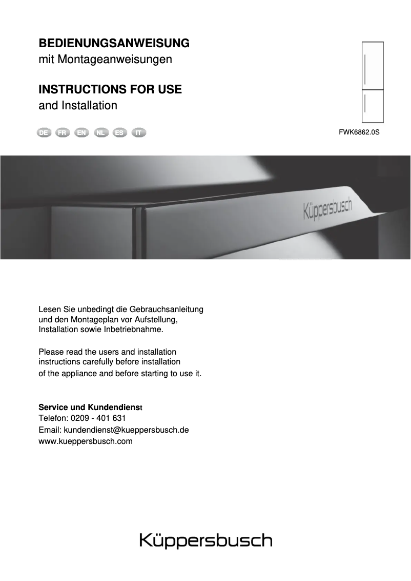 Page n°1 - Manuel utilisateur Küppersbusch FWK6862.0S