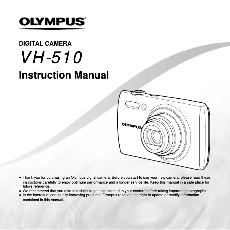 Page n°1 - Manuel utilisateur Olympus VH-510