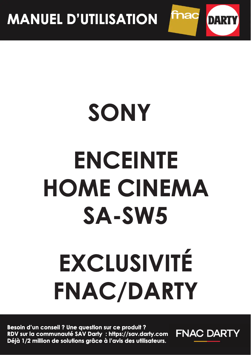 Page n°1 - Manuel utilisateur Sony SA-SW5