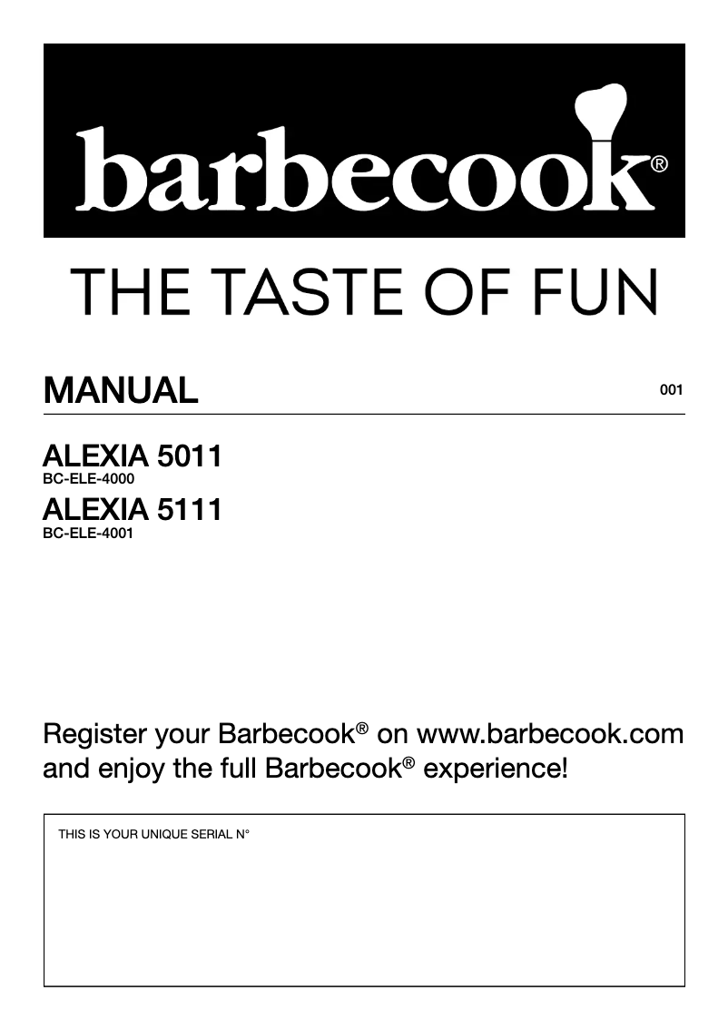 Page 1 de la notice Manuel utilisateur Barbecook Alexia 5111