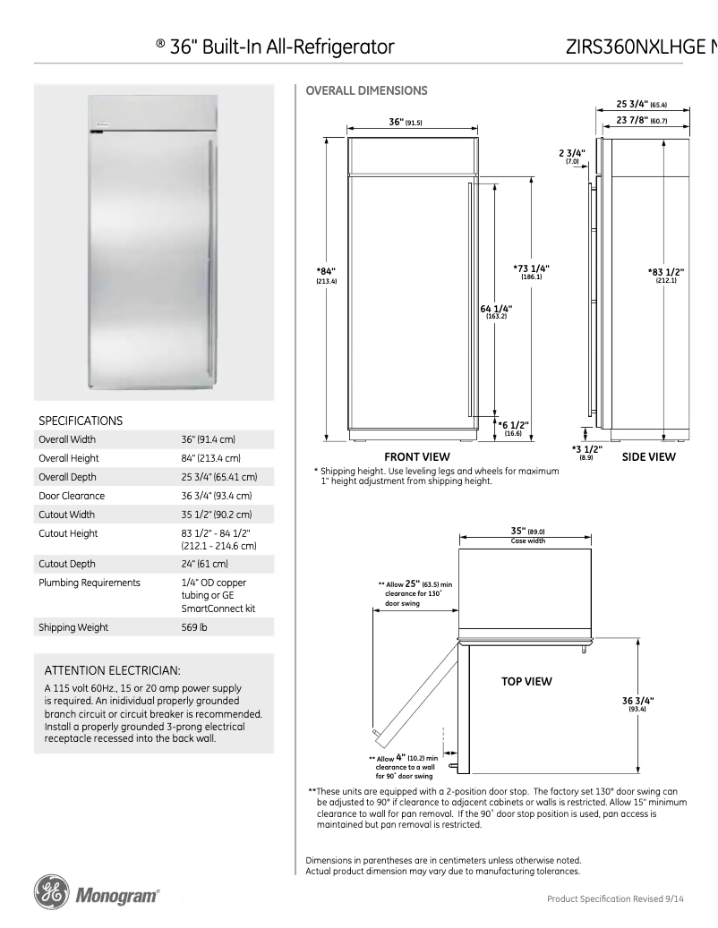 Image de la première page du manuel de l'appareil ZIRS360NXLH