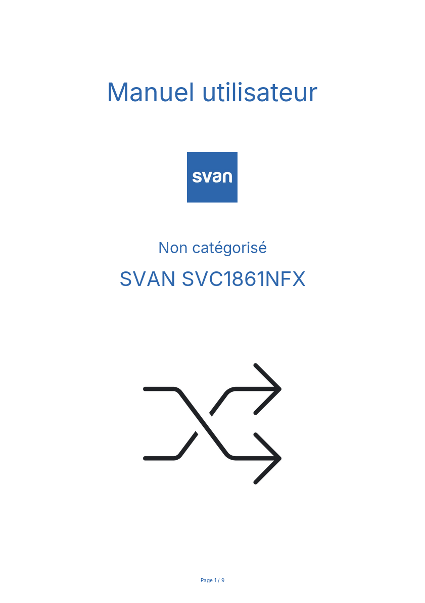 Page n°1 - Manuel utilisateur SVAN SVC1861NFX