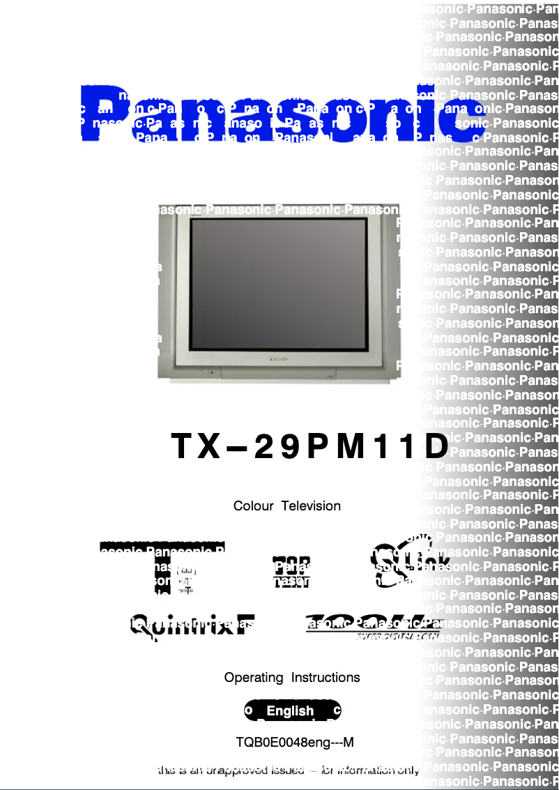 Page 1 de la notice Manuel utilisateur Panasonic TX-29PM11D