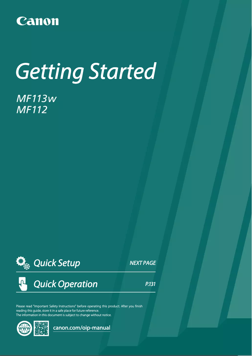 Page 1 de la notice Manuel utilisateur Canon i-SENSYS MF113w