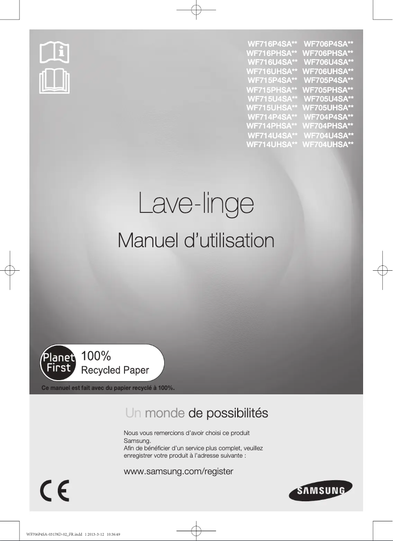 Page n°1 - Manuel utilisateur Samsung WF705P4SAWQ