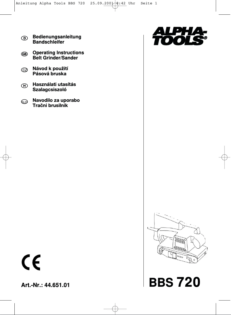 Page 1 de la notice Manuel utilisateur Alpha Tools BBS 720
