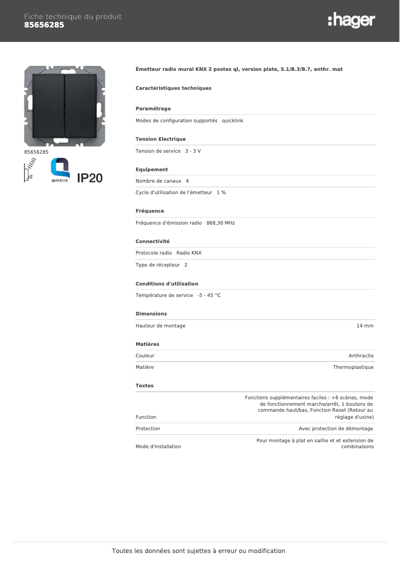 Image de la première page du manuel de l'appareil 85656285