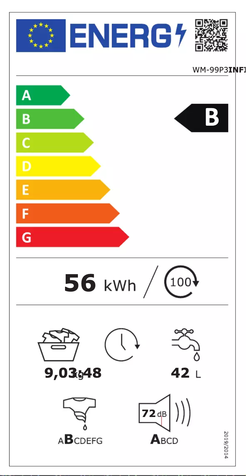 Page n°1 - Label énergétique Infiniton WM-99P3