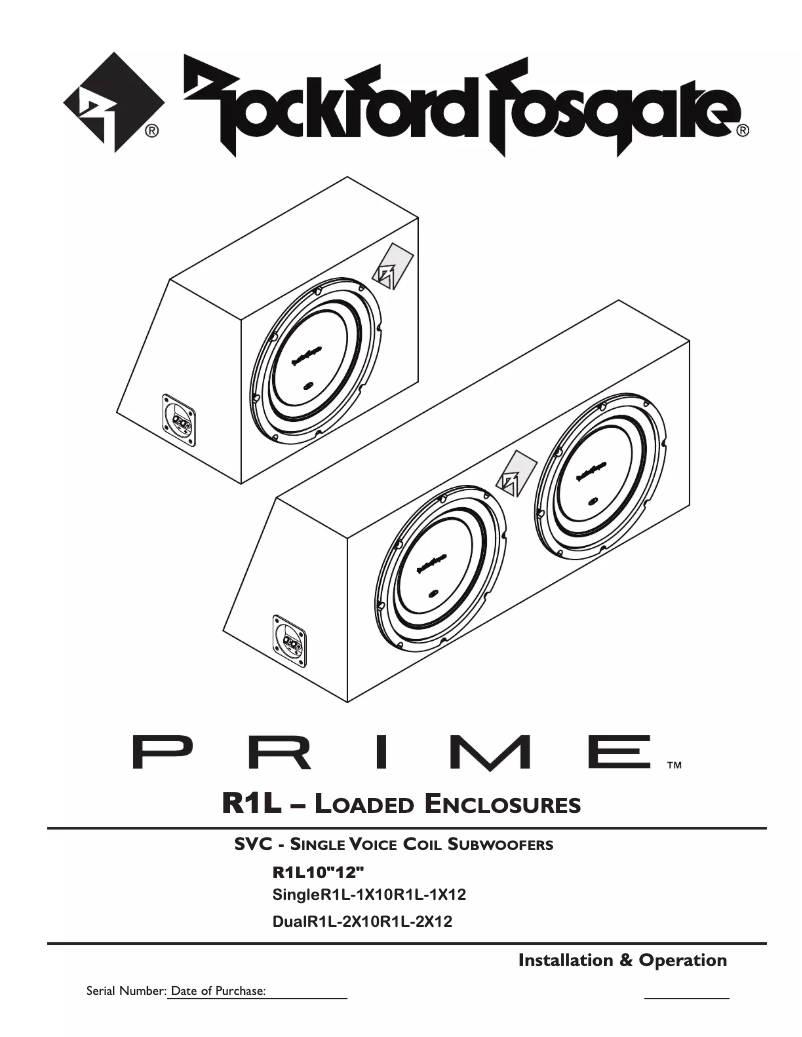 Page n°1 - Manuel utilisateur Rockford Fosgate Prime R1L-1X12
