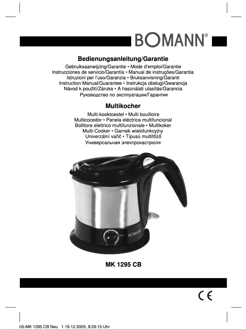 Page n°1 - Manuel utilisateur Bomann MK 1295 CB