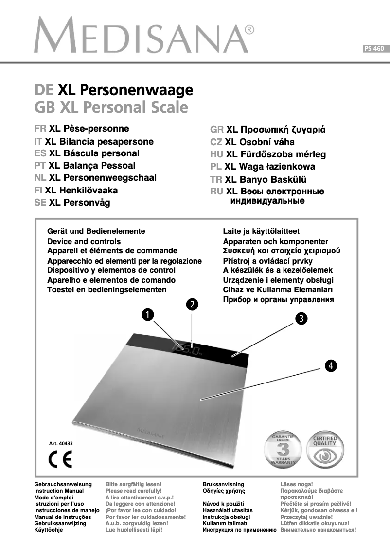 Page 1 de la notice Manuel utilisateur Medisana PS 460