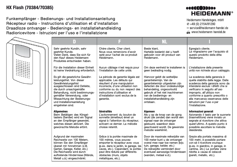 Image de la première page du manuel de l'appareil HX Flash 70384