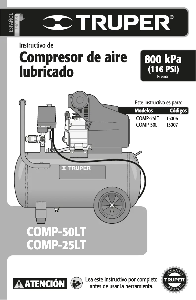 Page 1 de la notice Manuel utilisateur Truper COMP-25LT