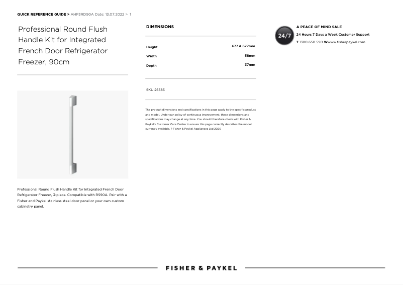 Page 1 de la notice Manuel utilisateur Fisher & Paykel AHP3RD90A