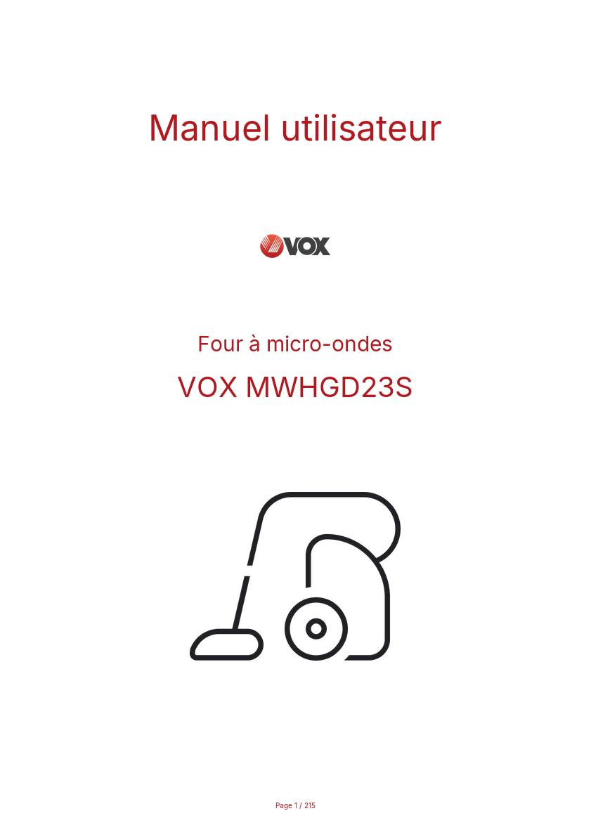 Image de la première page du manuel de l'appareil MWHGD23S