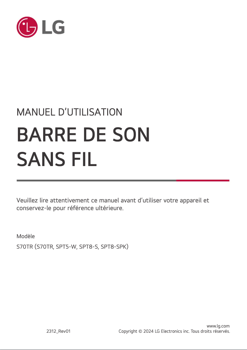Page n°1 - Manuel utilisateur LG S70TR