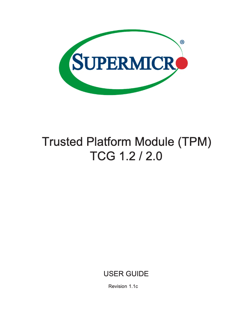 Page 1 de la notice Manuel utilisateur Supermicro TCG 2.0