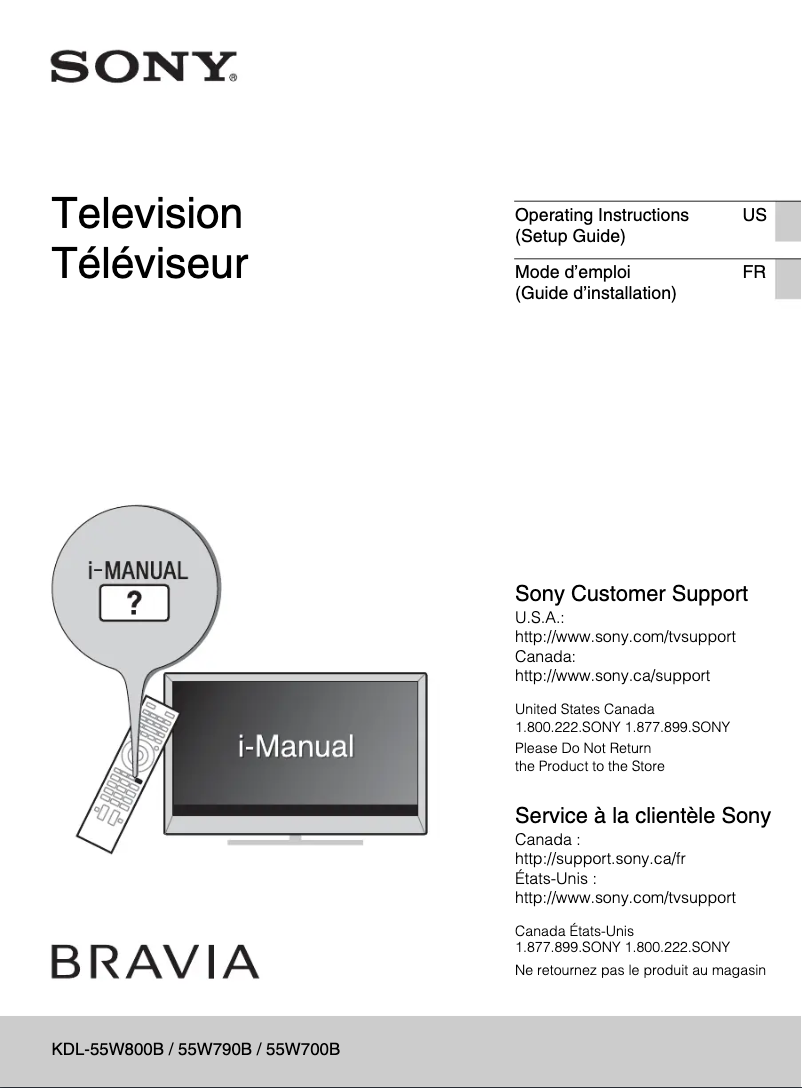 Page 1 de la notice Manuel utilisateur Sony Bravia KDL-55W700B