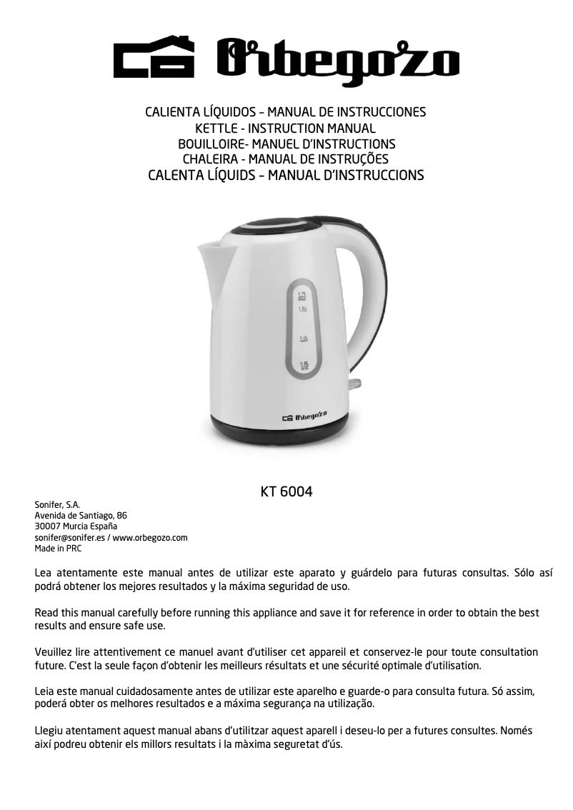 Página 1 del manual Manual de usuario Orbegozo KT 6004