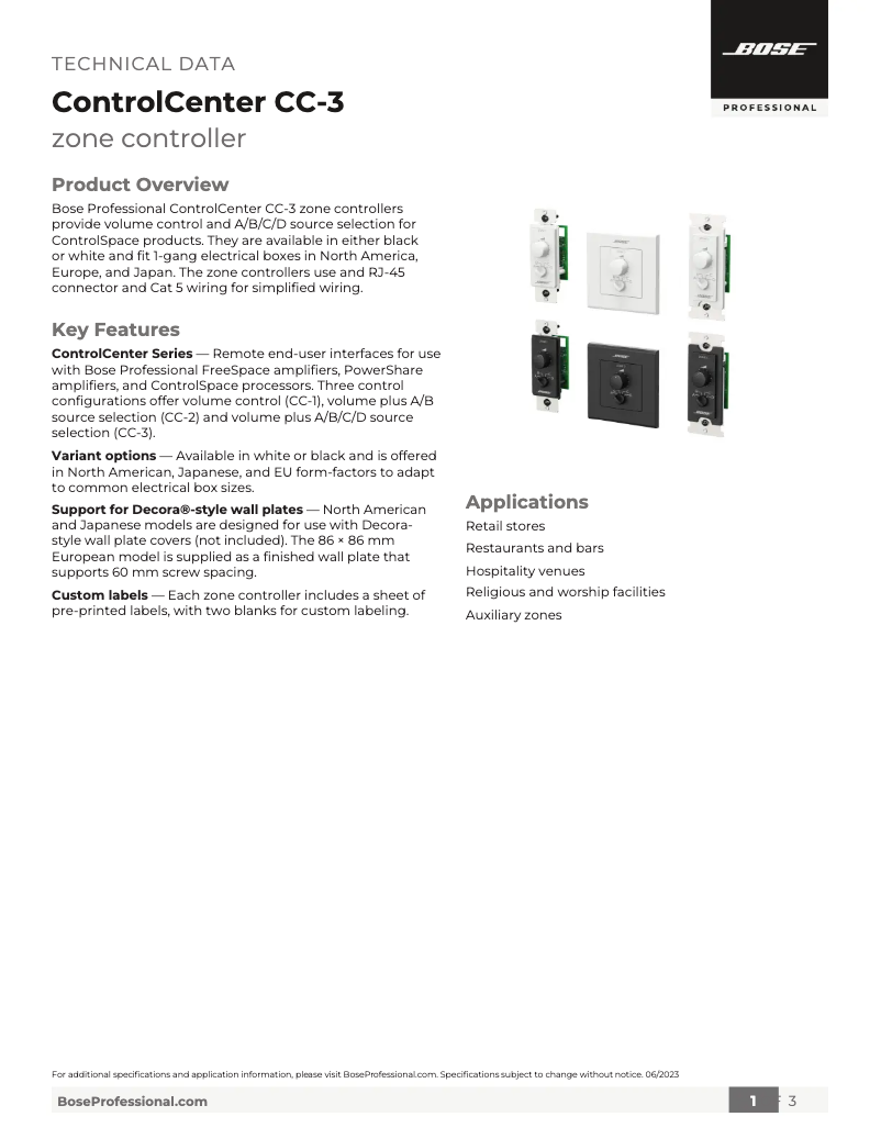Image de la première page du manuel de l'appareil ControlCenter CC-3