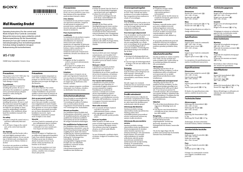 Image de la première page du manuel de l'appareil WS-F100