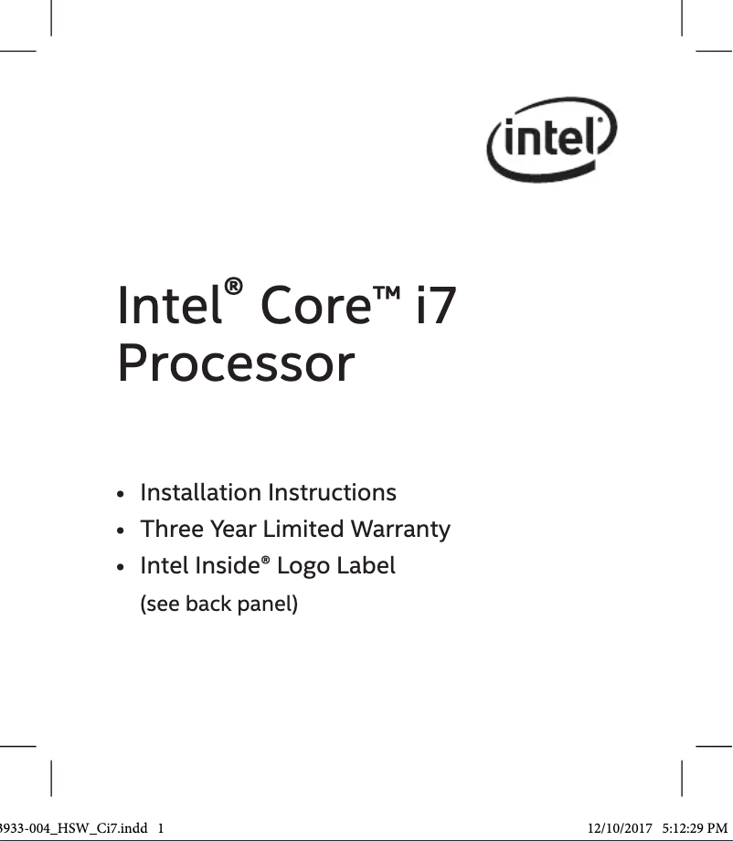 Image de la première page du manuel de l'appareil Core i7-10700