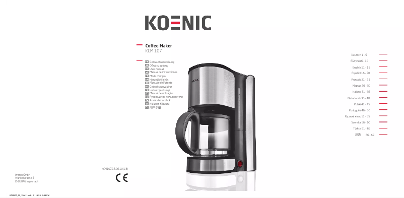 Page n°1 - Manuel utilisateur Koenic KCM 107
