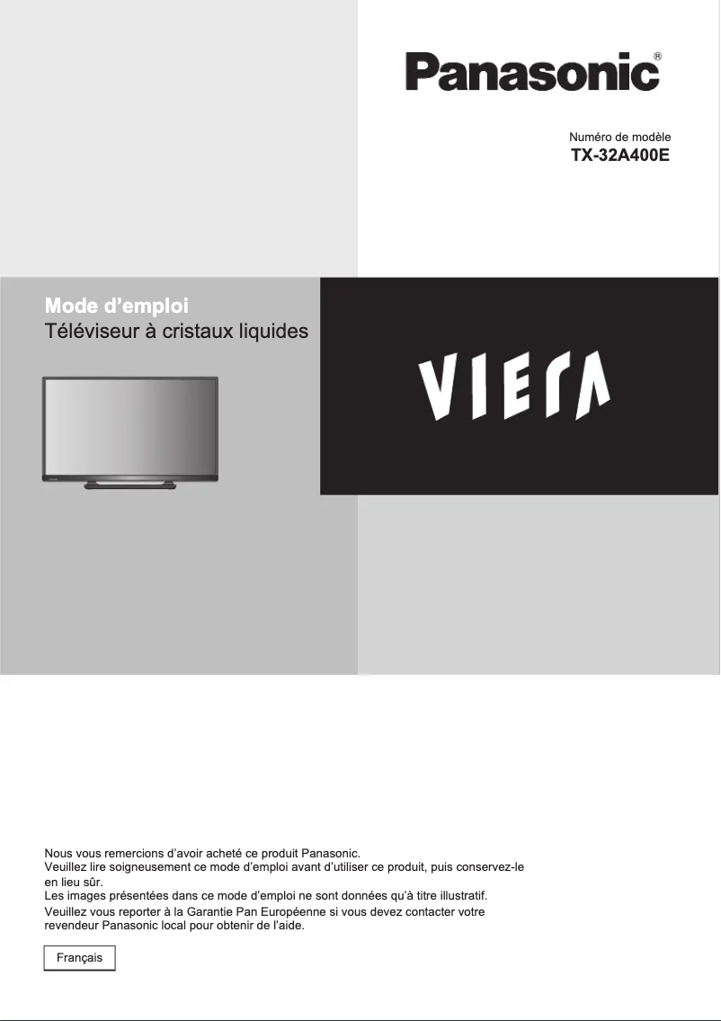 Page 1 de la notice Manuel utilisateur Panasonic Viera TX-32A400E