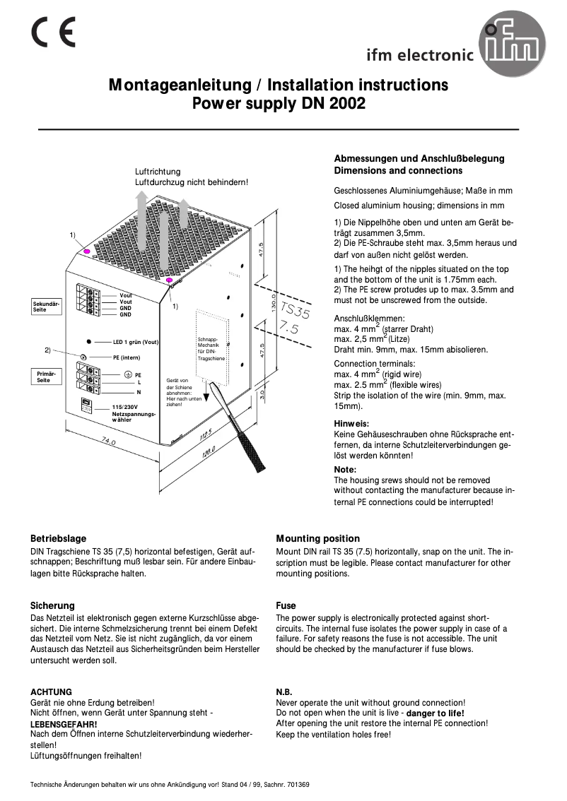 Page 1 de la notice Manuel utilisateur IFM DN2002