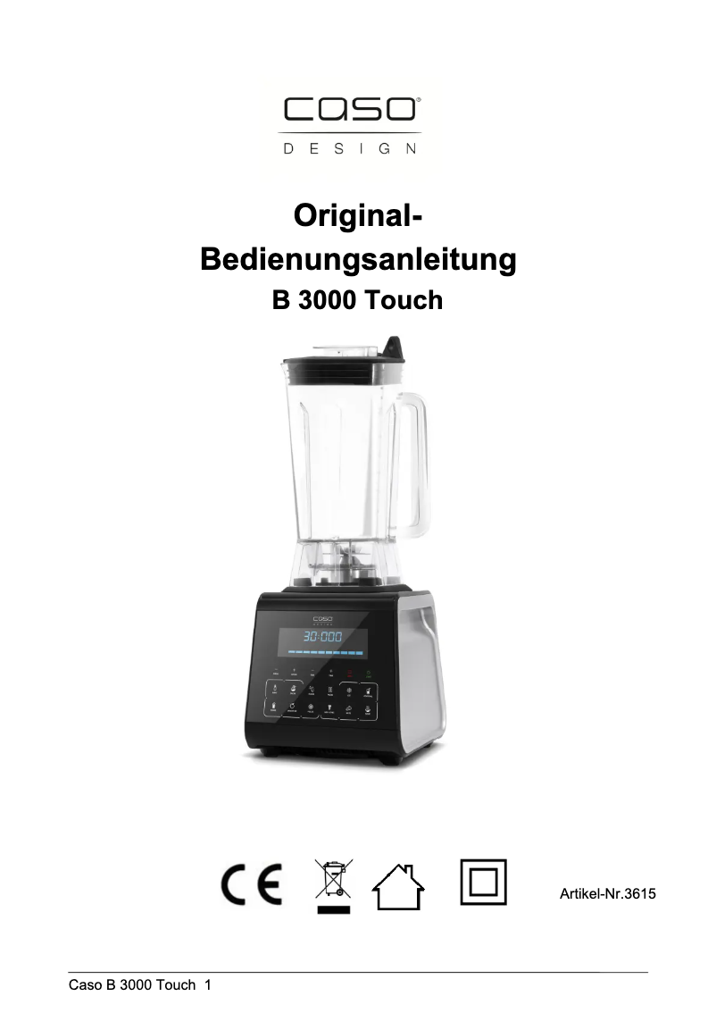 Page n°1 - Manuel utilisateur Caso B3000 Touch