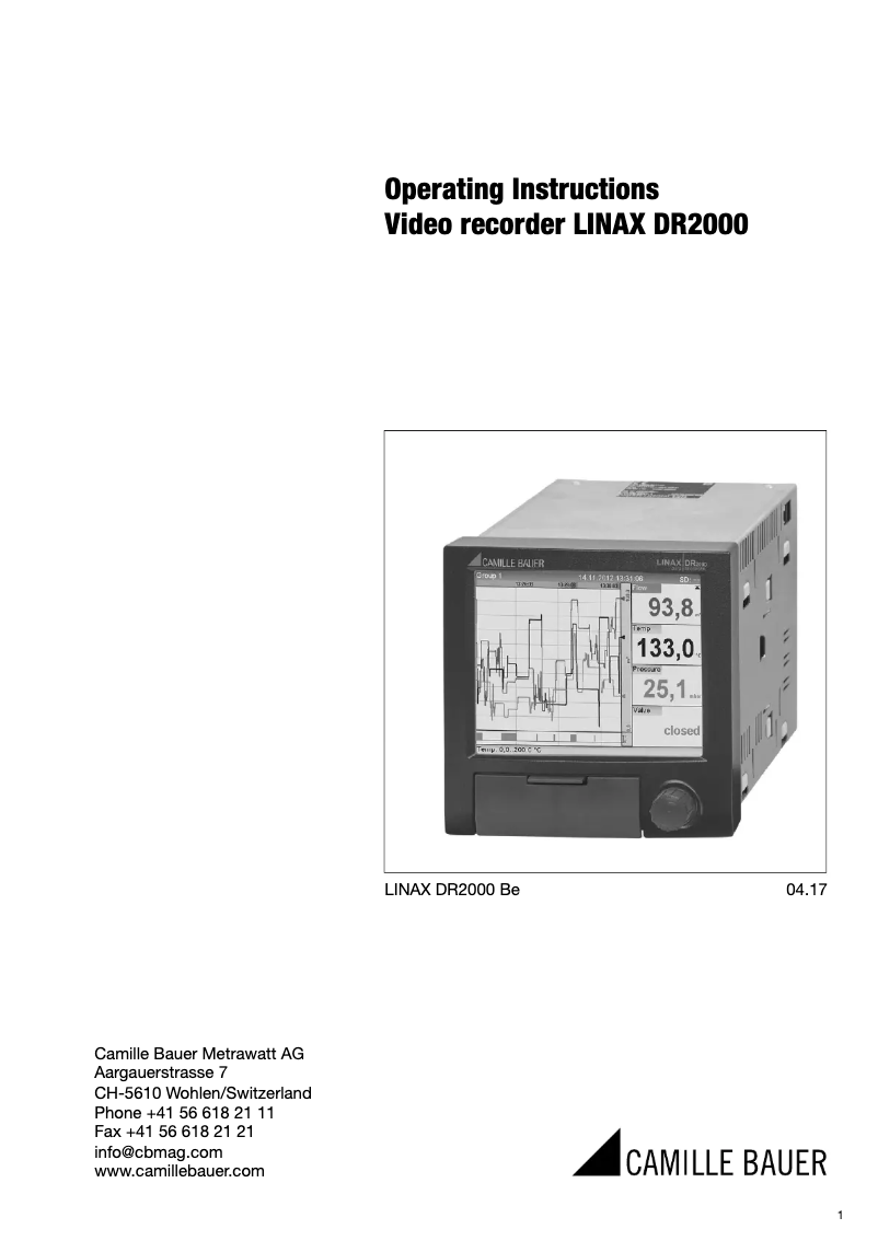 Page 1 de la notice Manuel utilisateur Gossen Metrawatt LINAX DR2000