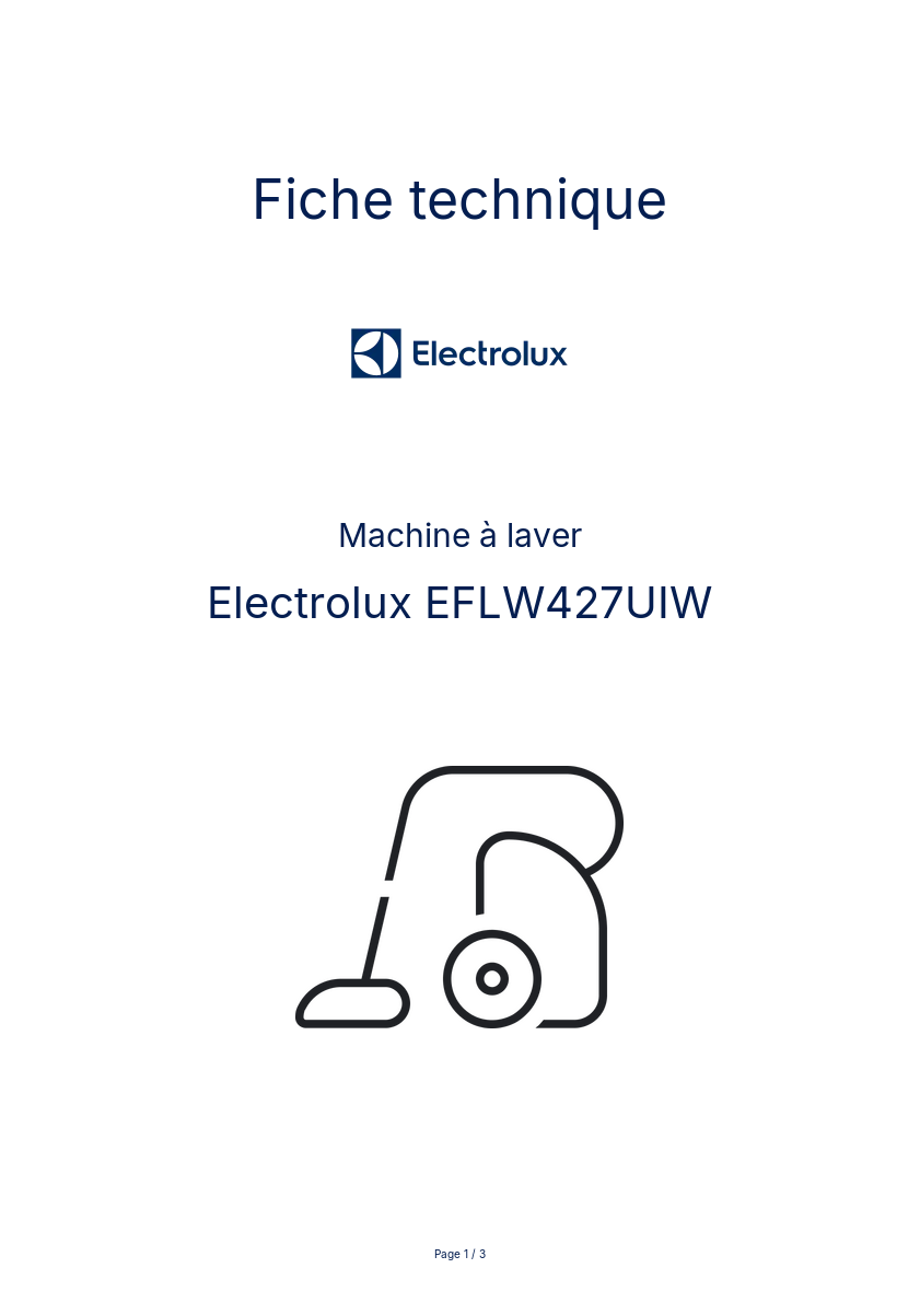 Image de la première page du manuel de l'appareil EFLW427UIW