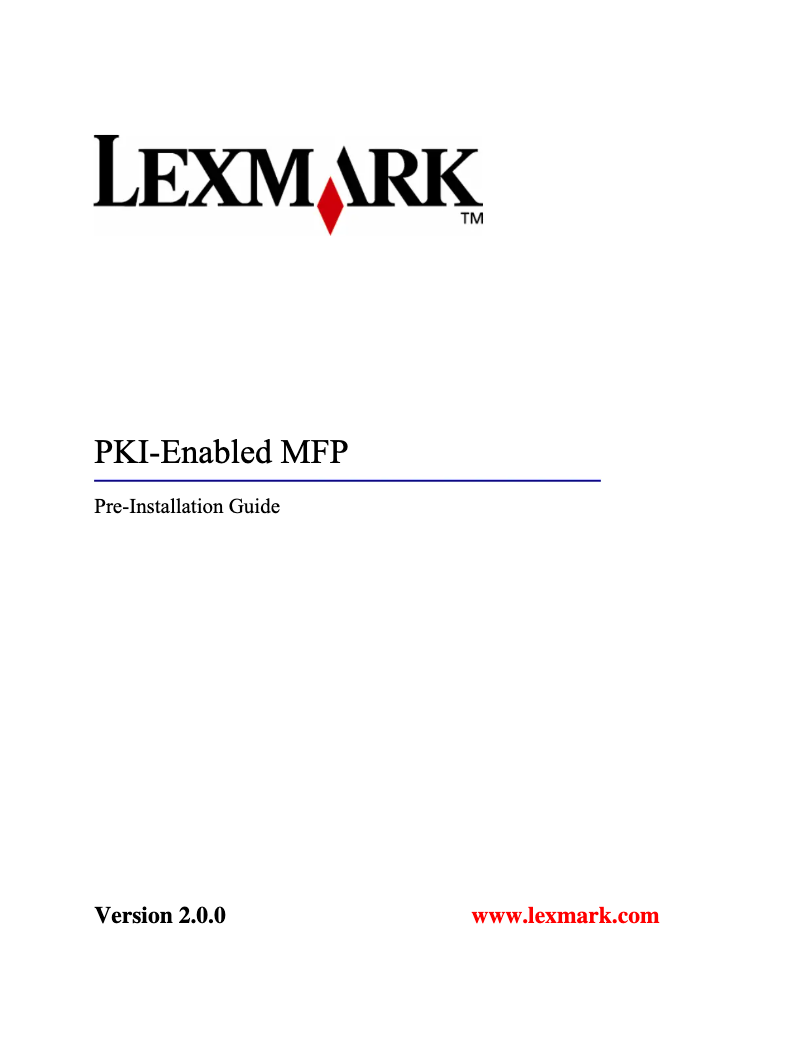 Page 1 de la notice Guide d'installation Lexmark Smart Card Authentication