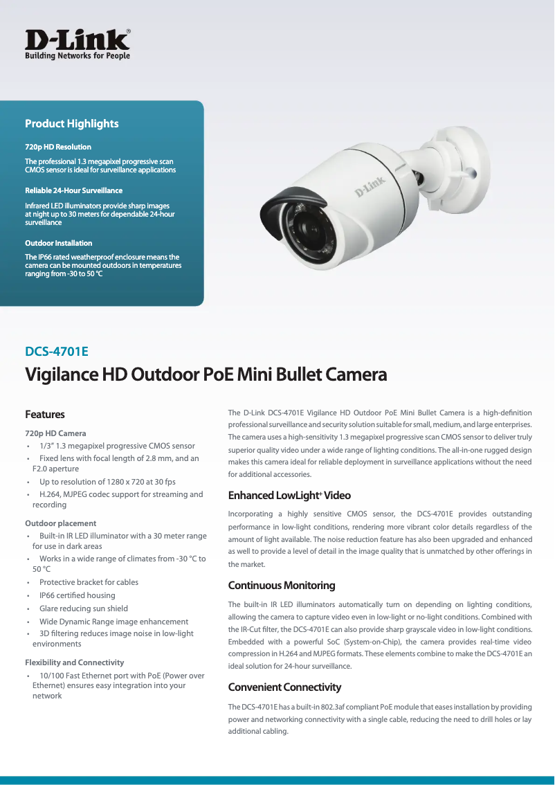 Page n°1 - Fiche technique D-Link DCS-4701E