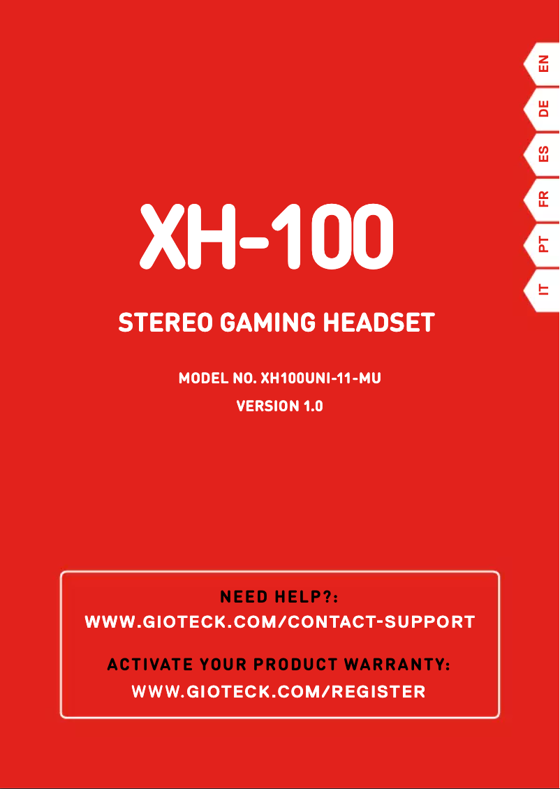 Page n°1 - Manuel utilisateur Gioteck XH-100